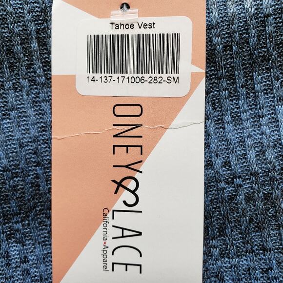 NWT Honey & Lace Tahoe Striped Blue Black A Line Knit Duster Vest Small - Picture 10 of 10